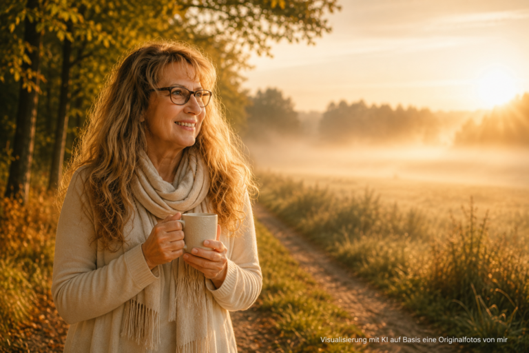 Christine genießt einen ruhigen Septembermorgen und bereitet sich bewusst auf den Herbst vor.
